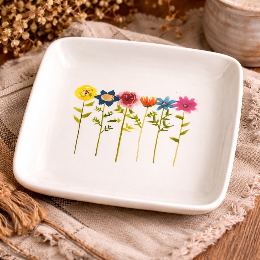 Rae Dunn's "Best‎ Mother Ever" Square Floral Plate Mother’s Day